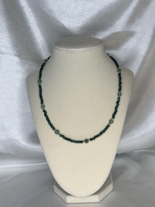 Jade Beaded Necklace | Natural Jade Beads | 14k Gold Plated Spacer Beads | Handmade Gemstone Necklace Jewelry