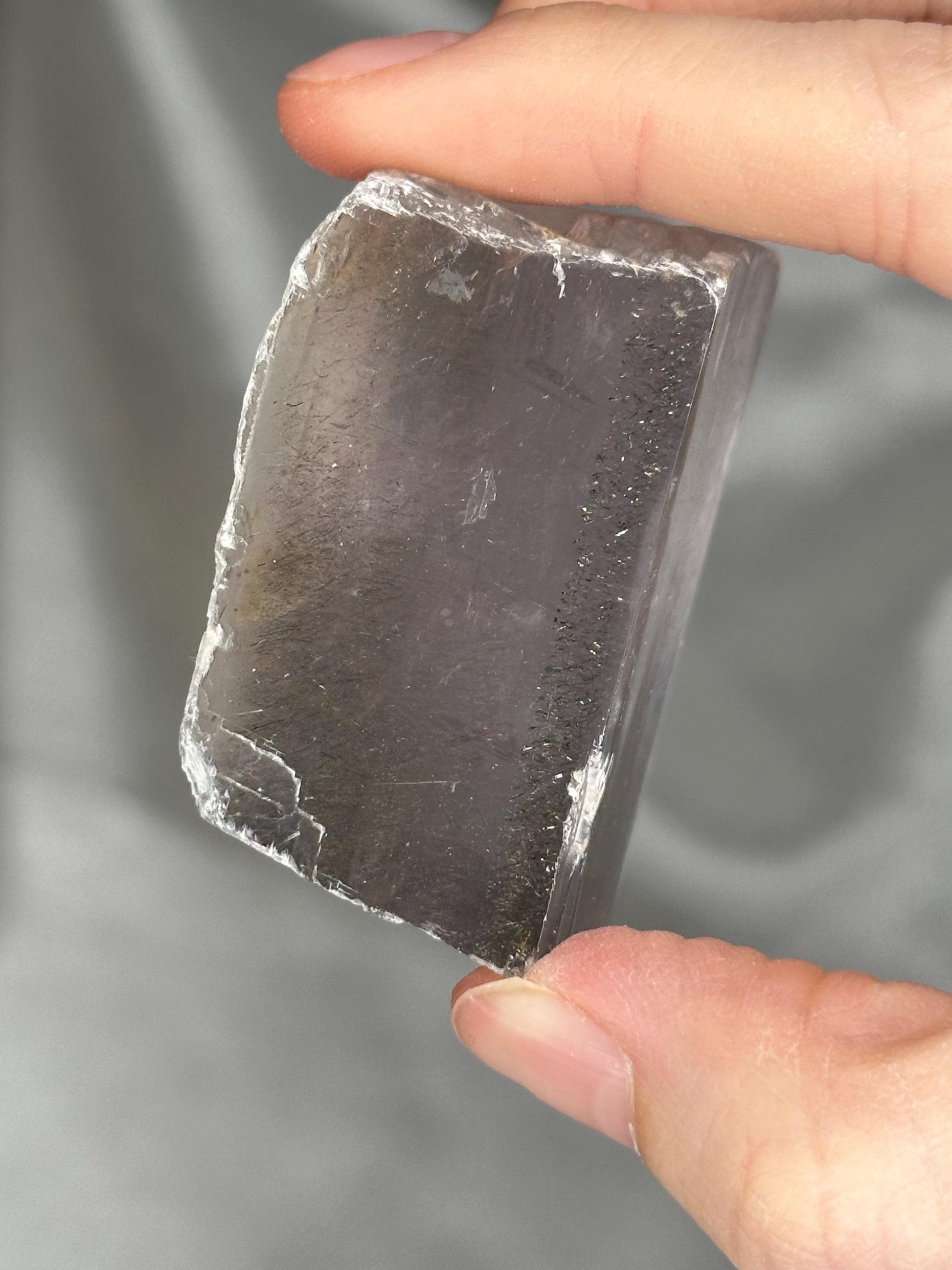 Polished Lavender Calcite with Rutile | Madagascar Purple Crystal | Natural Mineral Specimen Collection Display
