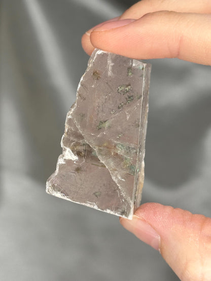 Polished Lavender Calcite with Rutile | Madagascar Purple Crystal | Natural Mineral Specimen Collection Display