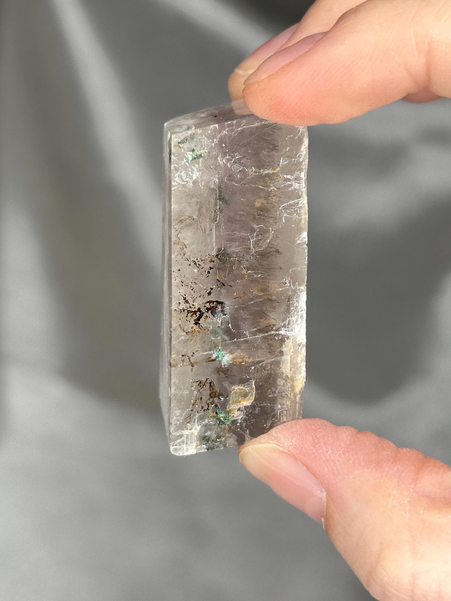 Polished Lavender Calcite with Rutile | Madagascar Purple Crystal | Natural Mineral Specimen Collection Display