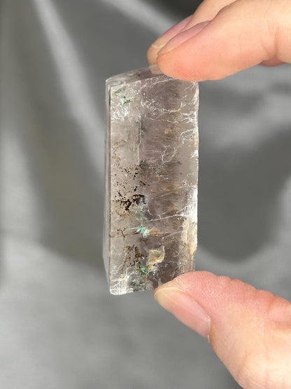 Polished Lavender Calcite with Rutile | Madagascar Purple Crystal | Natural Mineral Specimen Collection Display