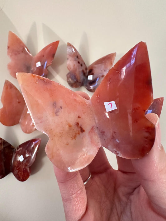 Wholesale Carnelian Butterfly Carving from Indonesia | Natural Red Orange Agate Butterfly Figurine | Bulk Crystal Carvings for Resale