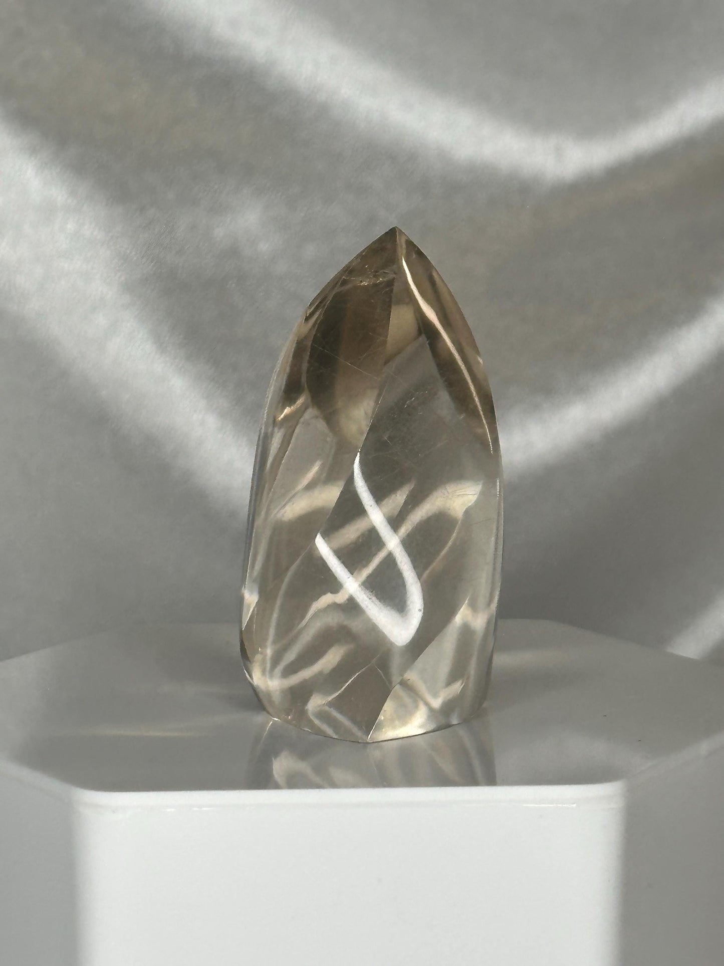 Light Citrine Flame with Rutile | Natural Yellow Quartz Crystal Flame Carving | Polished Standing Mineral Specimen for Collectors & Display