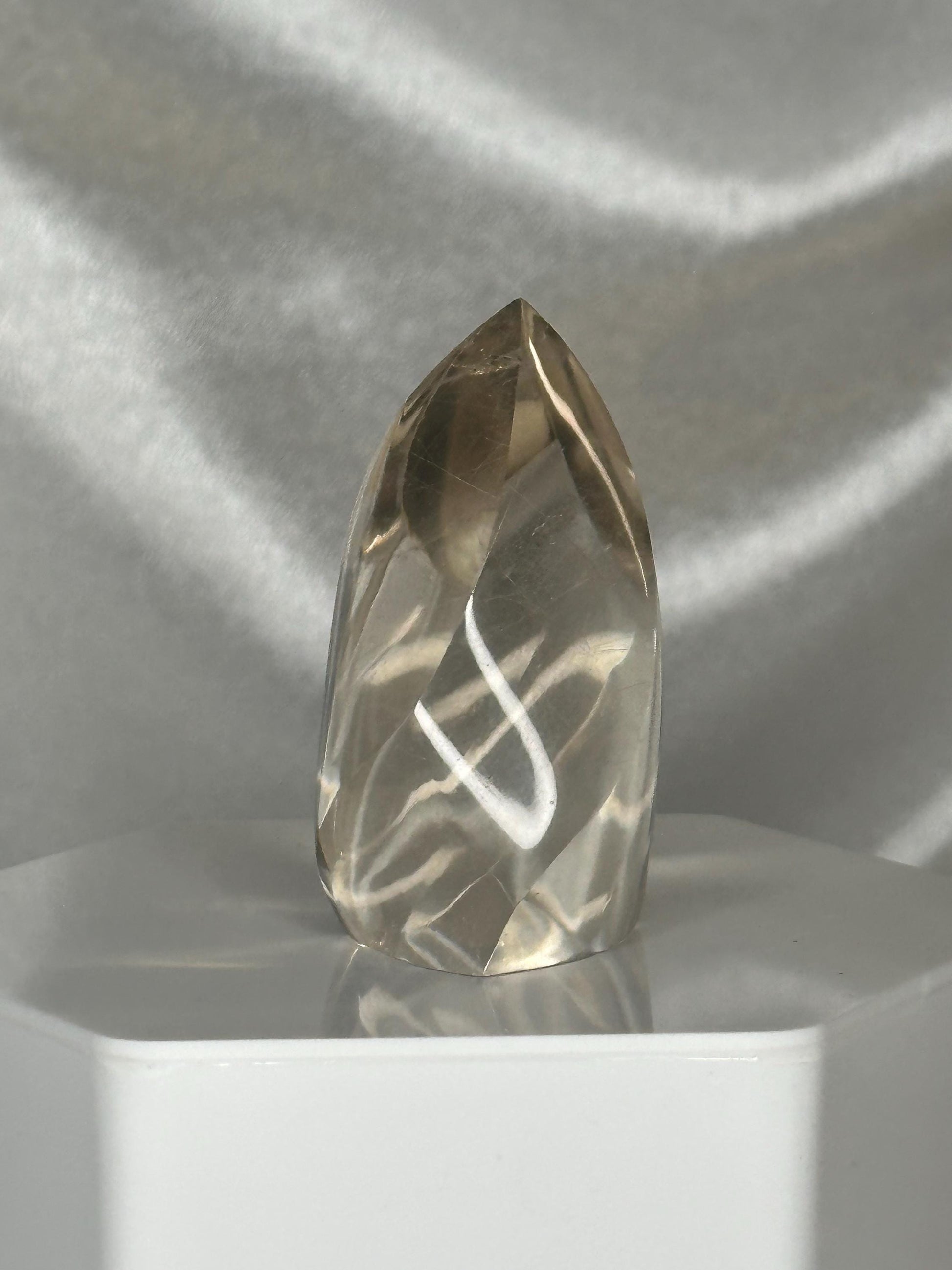 Light Citrine Flame with Rutile | Natural Yellow Quartz Crystal Flame Carving | Polished Standing Mineral Specimen for Collectors & Display