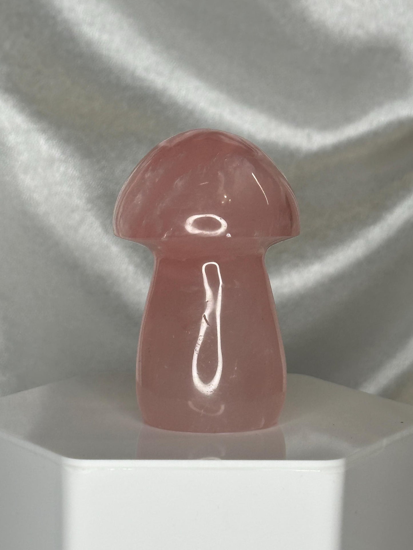 Rose Quartz Mushroom Carving | Natural Pink Quartz Crystal Sculpture | Polished Stone Mushroom Mineral Specimen for Collectors & Display