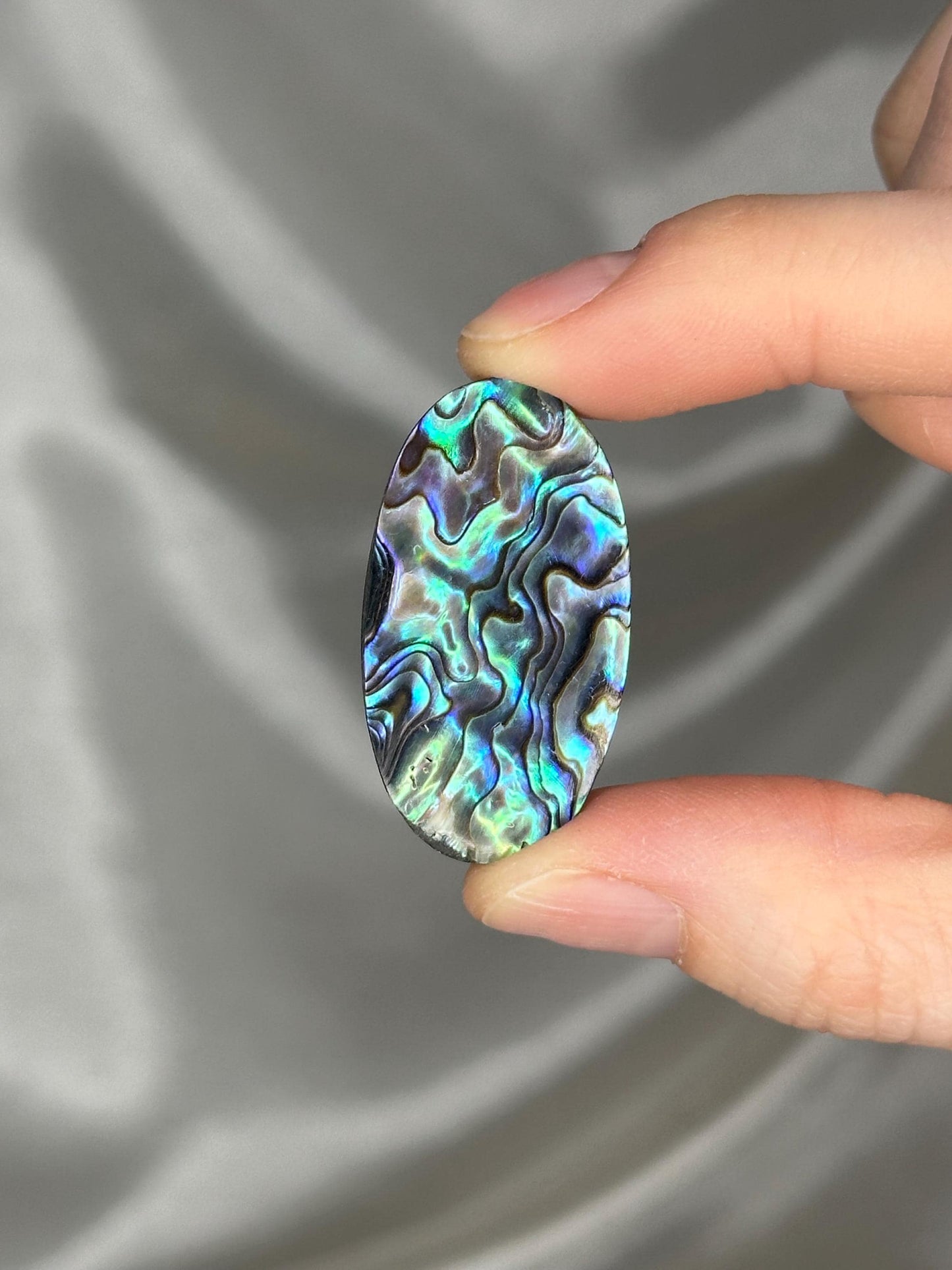 Abalone Shell Palmstone | Natural Polished Abalone Shell Stone | Smooth Hand Stone Mineral Specimen for Collectors & Display