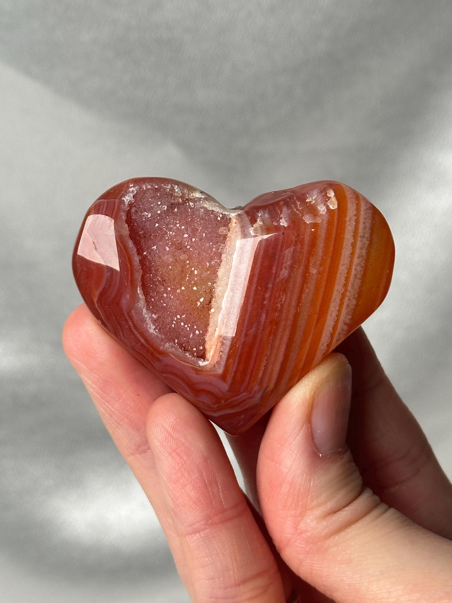 Druzy Carnelian Heart - YOU PICK! | Natural Orange Crystal Heart with Druzy Pocket | Polished Stone Heart Mineral Specimen for Display