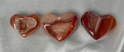 Druzy Carnelian Heart - YOU PICK! | Natural Orange Crystal Heart with Druzy Pocket | Polished Stone Heart Mineral Specimen for Display