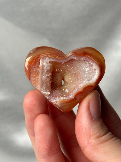 Druzy Carnelian Heart - YOU PICK! | Natural Orange Crystal Heart with Druzy Pocket | Polished Stone Heart Mineral Specimen for Display