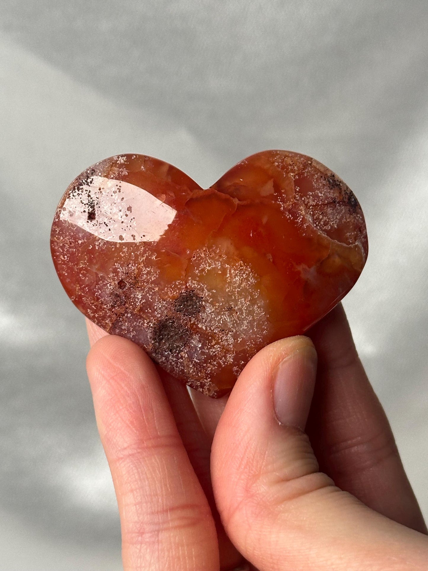 Druzy Carnelian Heart - YOU PICK! | Natural Orange Crystal Heart with Druzy Pocket | Polished Stone Heart Mineral Specimen for Display