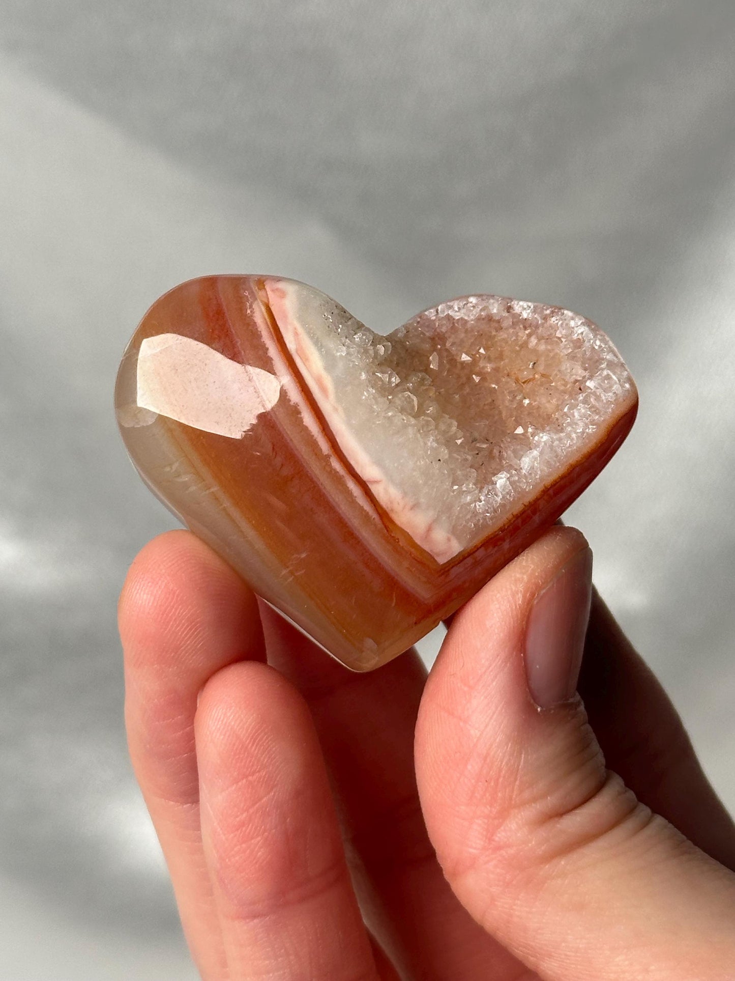 Druzy Carnelian Heart - YOU PICK! | Natural Orange Crystal Heart with Druzy Pocket | Polished Stone Heart Mineral Specimen for Display