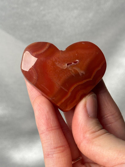 Druzy Carnelian Heart - YOU PICK! | Natural Orange Crystal Heart with Druzy Pocket | Polished Stone Heart Mineral Specimen for Display