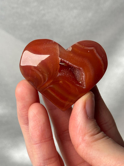 Druzy Carnelian Heart - YOU PICK! | Natural Orange Crystal Heart with Druzy Pocket | Polished Stone Heart Mineral Specimen for Display
