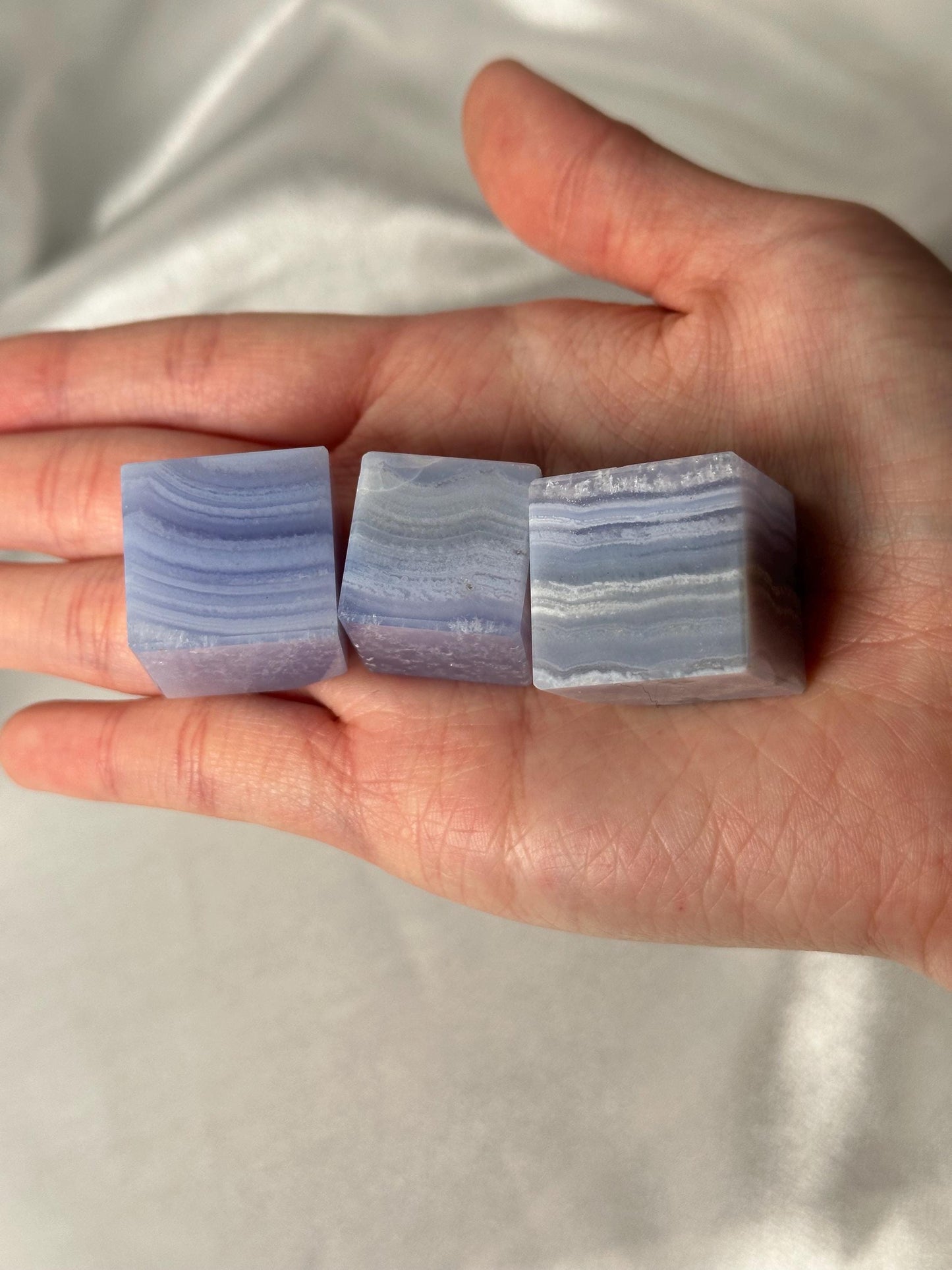Mini Blue Lace Agate Floating Cube | Natural Blue Lace Agate Crystal Cube | Polished Mini Mineral Specimen for Collectors & Display
