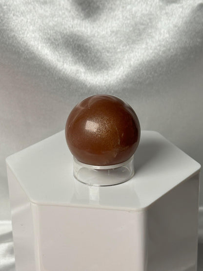 Sunstone with Moonstone Crystal Sphere | Polished Natural Stone Ball | Unique Dual Mineral Display Specimen Orb