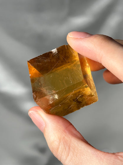 Honey Calcite Cube | Natural Golden Calcite Crystal Cube | Polished Calcite Mineral Specimen for Collectors & Display