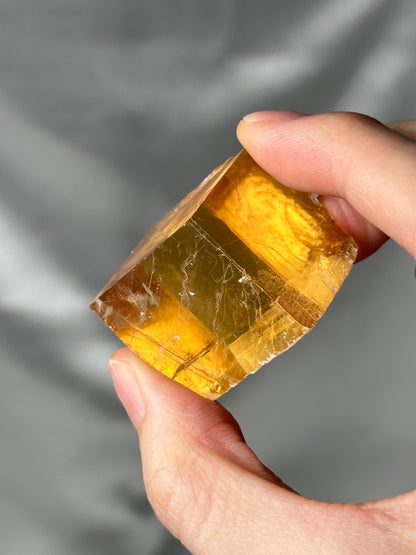 Honey Calcite Cube | Natural Golden Calcite Crystal Cube | Polished Calcite Mineral Specimen for Collectors & Display
