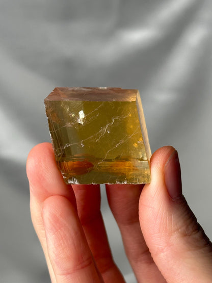 Honey Calcite Cube | Natural Golden Calcite Crystal Cube | Polished Calcite Mineral Specimen for Collectors & Display