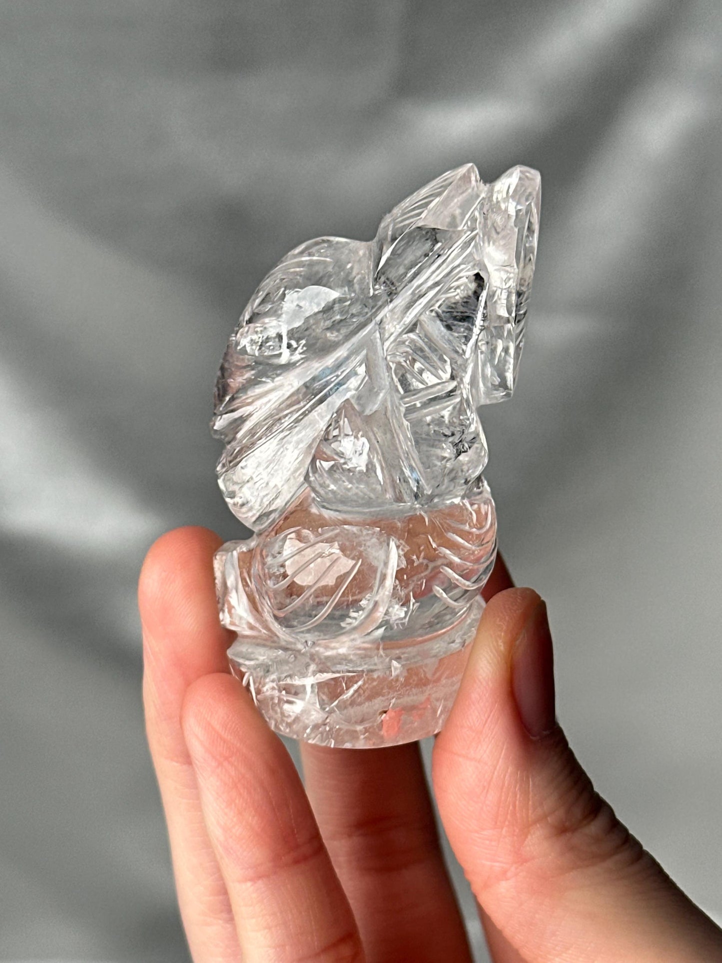 Himalayan Quartz Ganesha Carving | Natural Himalayan Quartz Crystal Sculpture | Hand Carved Ganesha Figurine for Collectors & Display