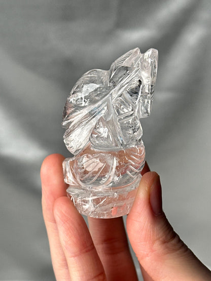 Himalayan Quartz Ganesha Carving | Natural Himalayan Quartz Crystal Sculpture | Hand Carved Ganesha Figurine for Collectors & Display