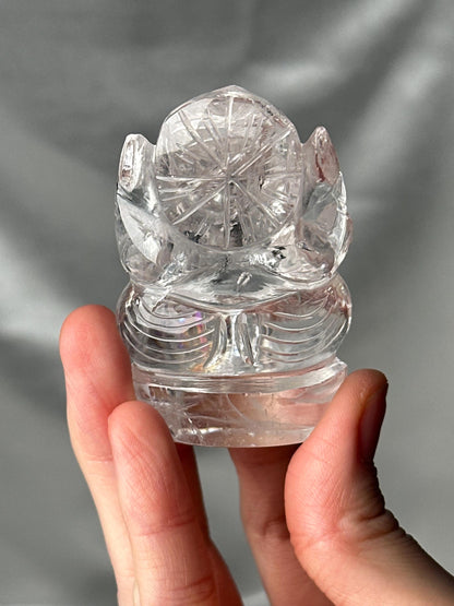 Himalayan Quartz Ganesha Carving | Natural Himalayan Quartz Crystal Sculpture | Hand Carved Ganesha Figurine for Collectors & Display