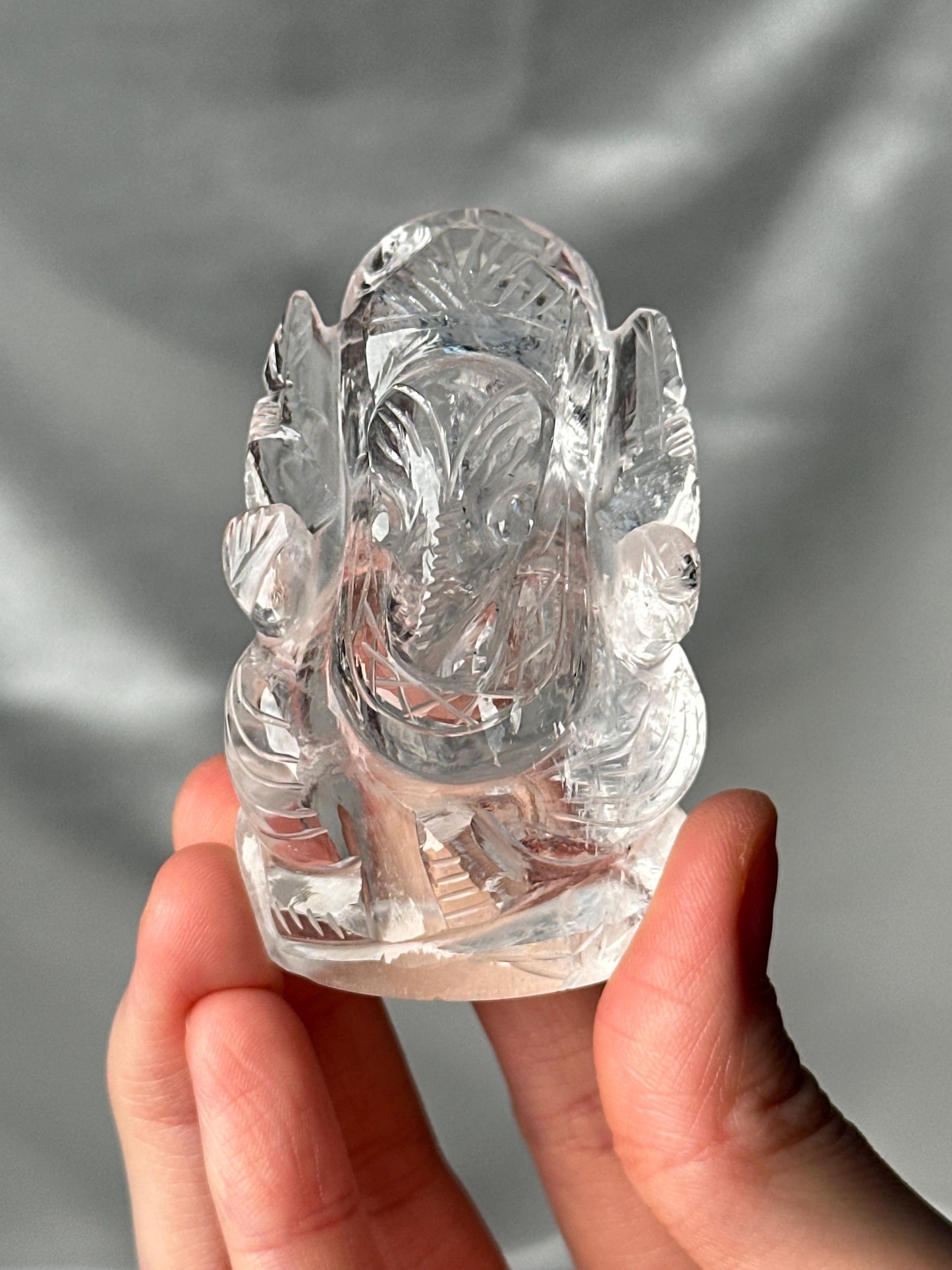 Himalayan Quartz Ganesha Carving | Natural Himalayan Quartz Crystal Sculpture | Hand Carved Ganesha Figurine for Collectors & Display