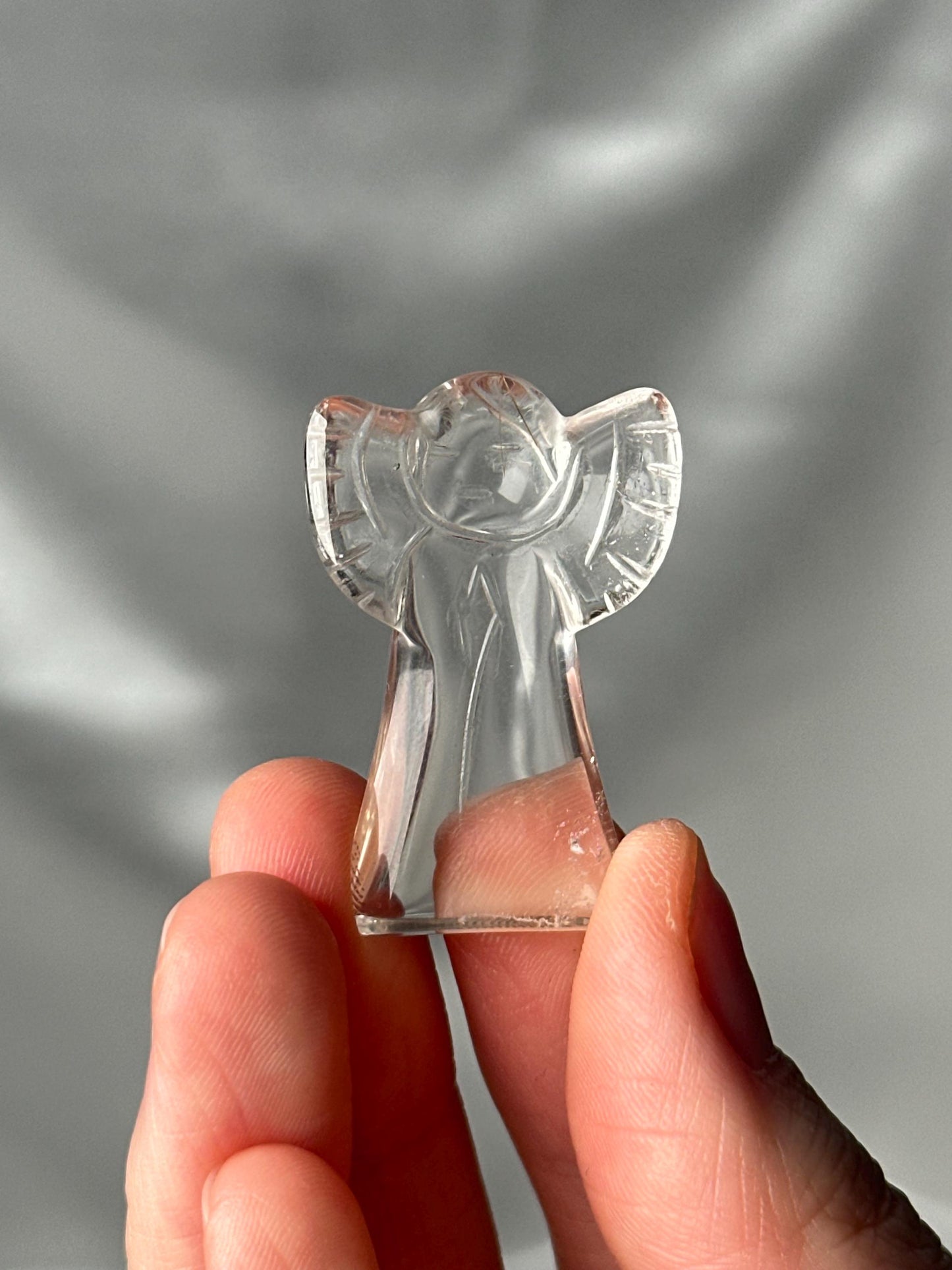 Clear Quartz Mini Angel Carving | Natural Clear Quartz Crystal Angel Figurine | Polished Stone Guardian Sculpture for Collectors & Display
