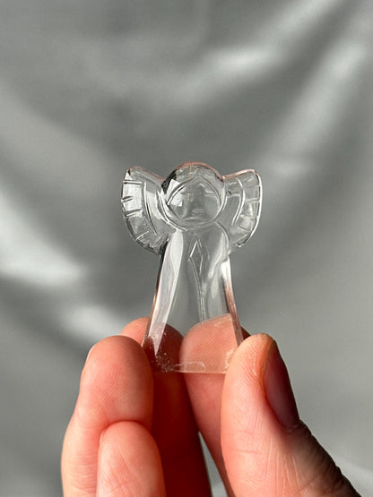Clear Quartz Mini Angel Carving | Natural Clear Quartz Crystal Angel Figurine | Polished Stone Guardian Sculpture for Collectors & Display