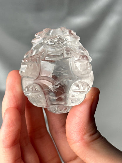 Clear Quartz Lóngguī Carving | Natural Clear Quartz Dragon Turtle Sculpture | Polished Crystal Guardian Figurine for Collectors & Display
