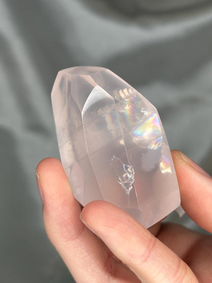 Rose Quartz Gusher Gem | Polished Pink Quartz Gemstone | Smooth Freeform Gusher Shape Mineral Specimen for Collectors & Display