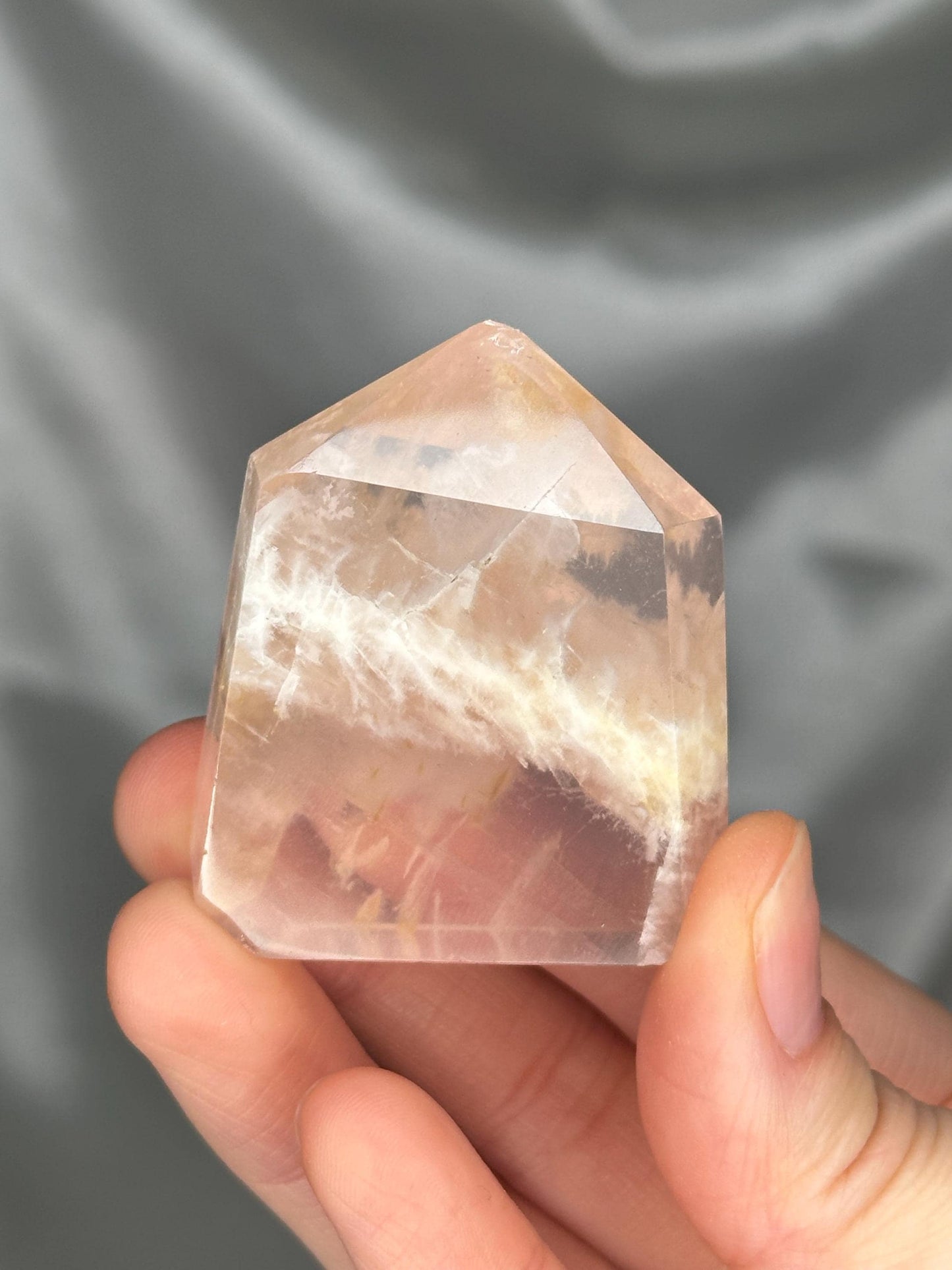 Snowflake Rose Quartz Towers - YOU PICK! | Natural Pink Quartz Crystal Points with White Inclusions | Polished Standing Mineral Specimens