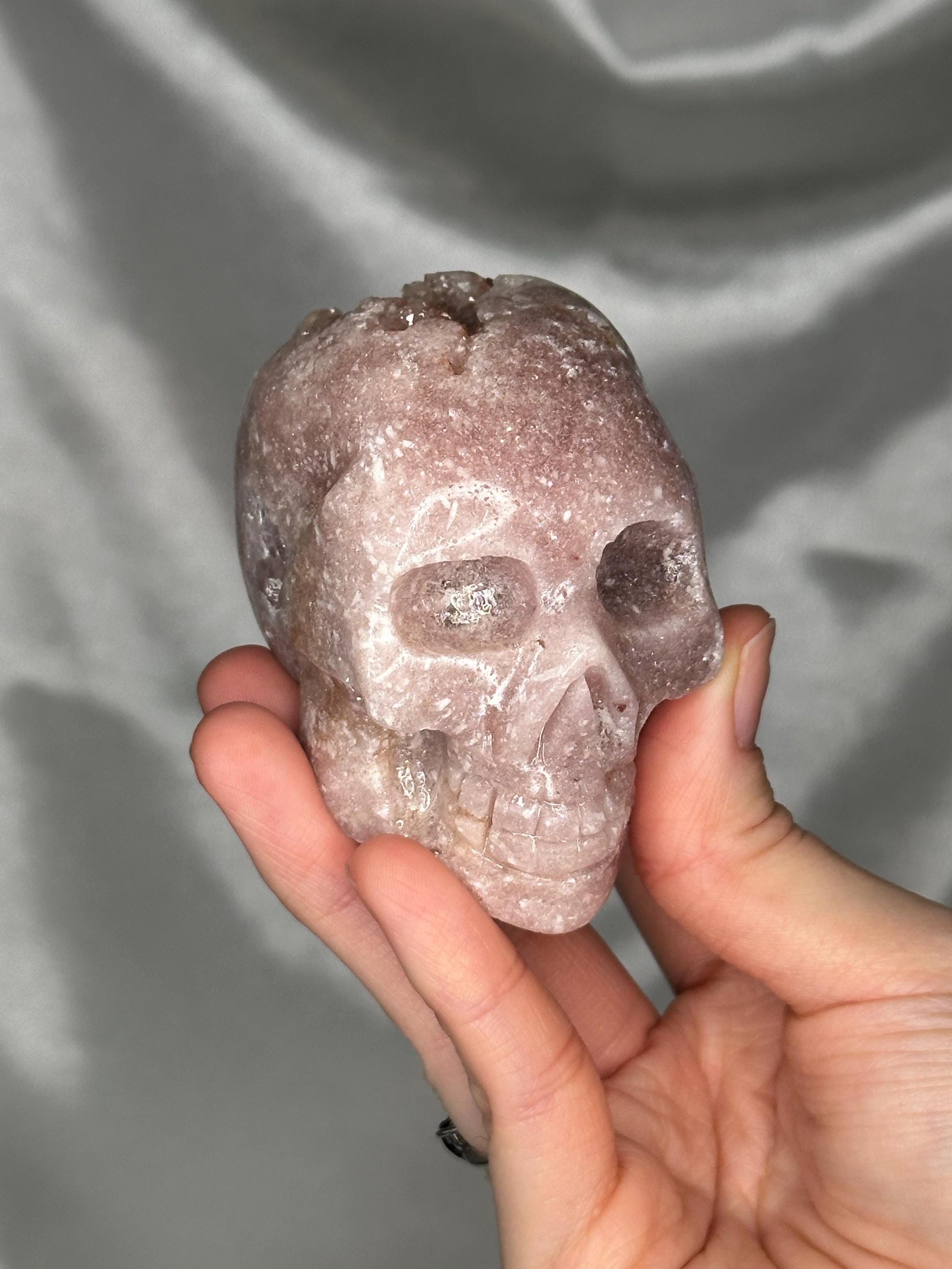 Pink Amethyst Skull Carving | Natural Pink Amethyst Crystal Sculpture | Polished Stone Skull Mineral Specimen for Collectors & Display
