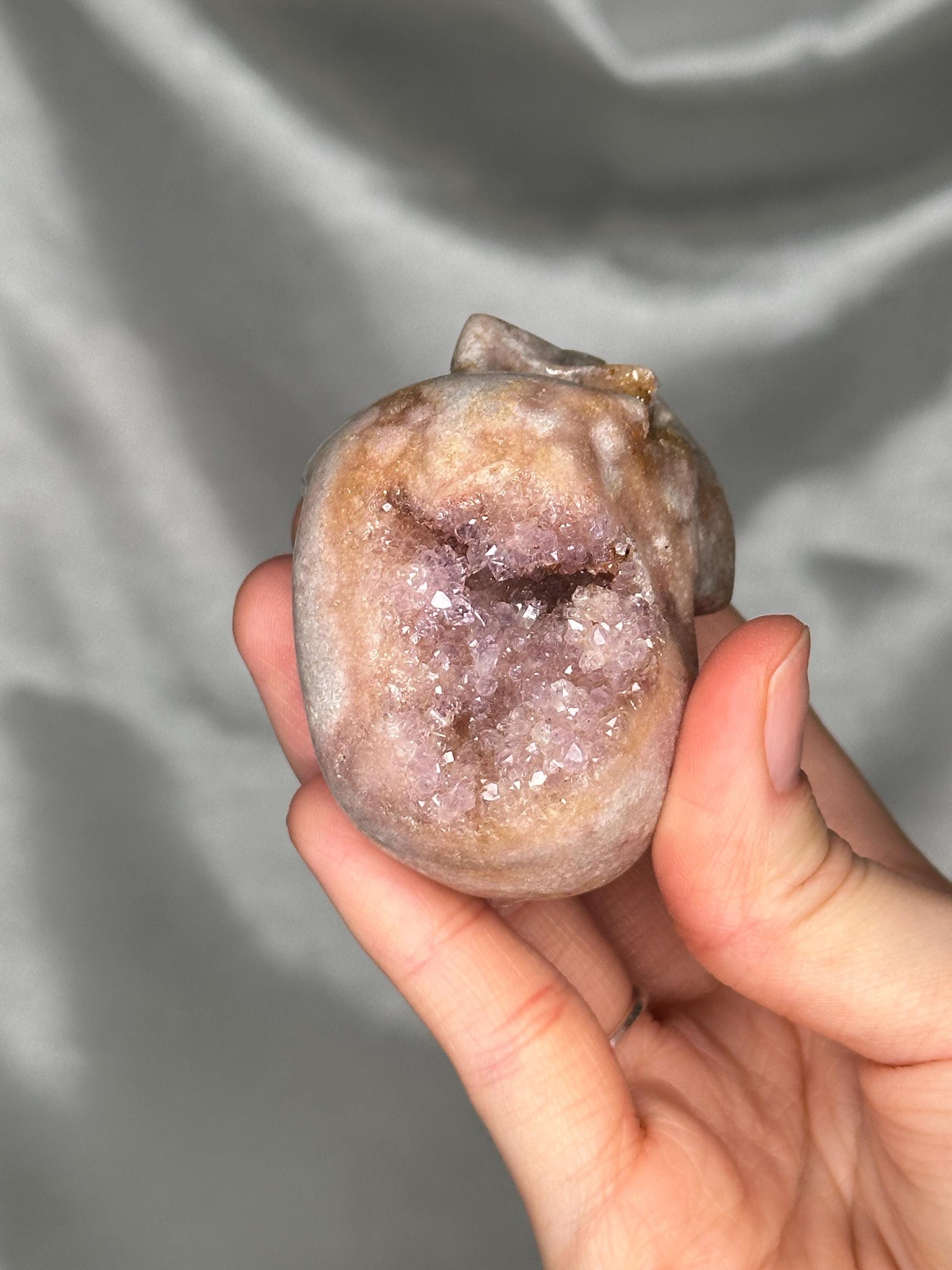 Pink Amethyst Skull Carving | Natural Pink Amethyst Crystal Sculpture | Polished Stone Skull Mineral Specimen for Collectors & Display
