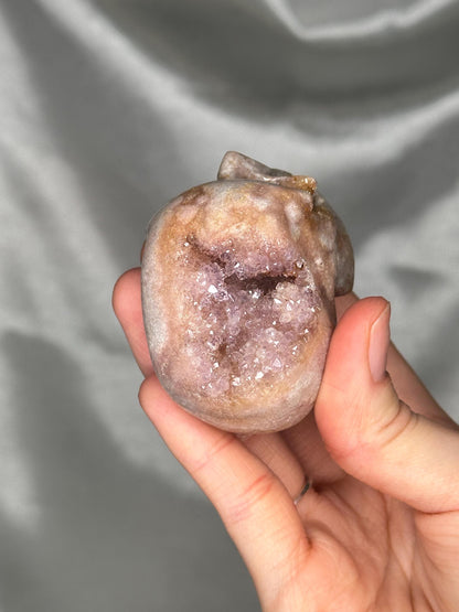 Pink Amethyst Skull Carving | Natural Pink Amethyst Crystal Sculpture | Polished Stone Skull Mineral Specimen for Collectors & Display
