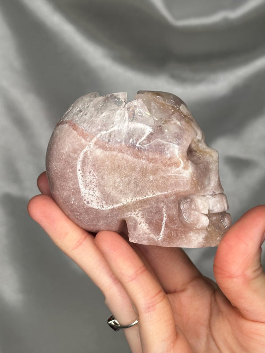 Pink Amethyst Skull Carving | Natural Pink Amethyst Crystal Sculpture | Polished Stone Skull Mineral Specimen for Collectors & Display