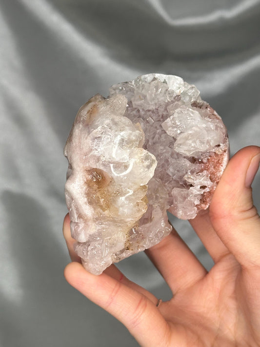 Pink Amethyst Skull Carving | Natural Pink Amethyst Crystal Sculpture | Polished Stone Skull Mineral Specimen for Collectors & Display