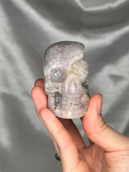 Pink Amethyst Skull Carving | Natural Pink Amethyst Crystal Sculpture | Polished Stone Skull Mineral Specimen for Collectors & Display