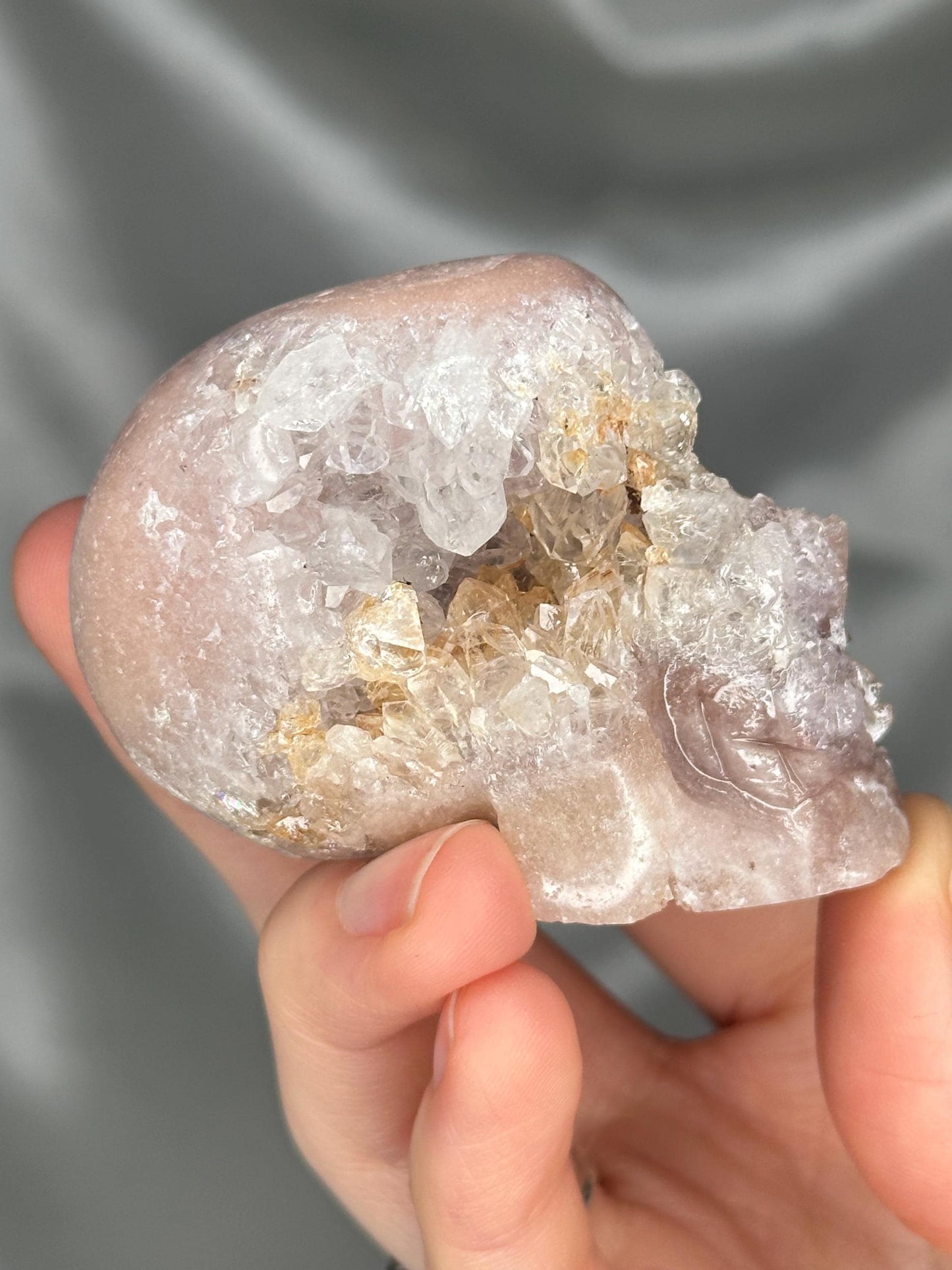 Pink Amethyst Skull Carving | Natural Pink Amethyst Crystal Sculpture | Polished Stone Skull Mineral Specimen for Collectors & Display