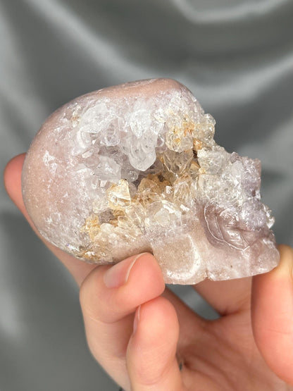 Pink Amethyst Skull Carving | Natural Pink Amethyst Crystal Sculpture | Polished Stone Skull Mineral Specimen for Collectors & Display