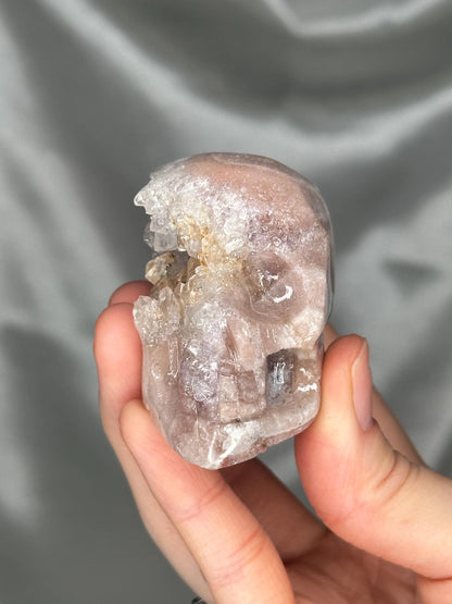 Pink Amethyst Skull Carving | Natural Pink Amethyst Crystal Sculpture | Polished Stone Skull Mineral Specimen for Collectors & Display