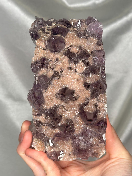 Amethyst with Pink Druzy Specimen | Natural Purple Amethyst Crystal with Pink Druze Growth | Raw Mineral Specimen for Collectors & Display