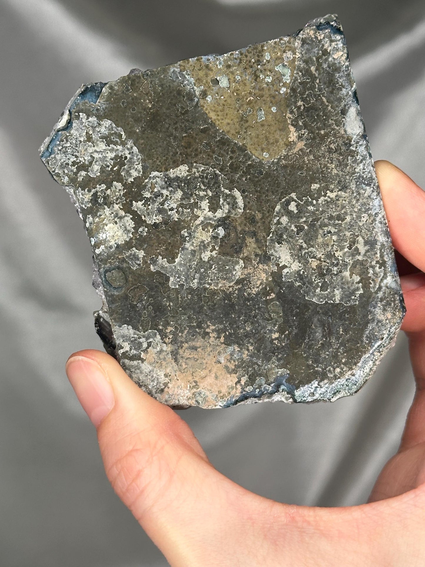 Amethyst with Calcite & Goethite Plate Specimen | Natural Amethyst Crystal with Mineral Growth | Flat Mineral Display Piece for Collectors
