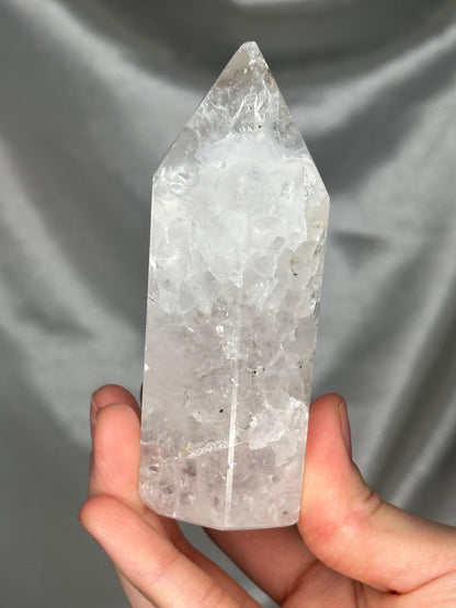 Quartz Tower with Dendritic & Iron Inclusions | Druzy Pocket with Dogtooth Calcite | Natural Inclusion Quartz Mineral Specimen