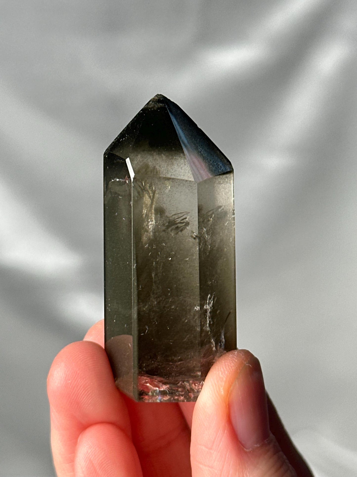 Dark Green Chlorite Garden Quartz Tower | Natural Inclusion Quartz Crystal Point | Polished Standing Mineral Specimen for Collectors