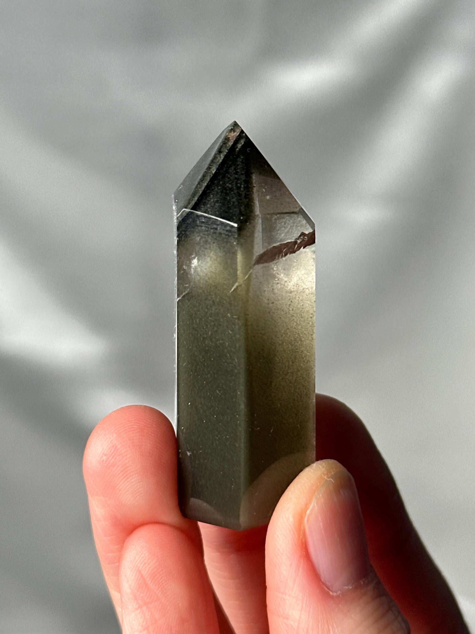 Dark Green Chlorite Garden Quartz Tower | Natural Inclusion Quartz Crystal Point | Polished Standing Mineral Specimen for Collectors