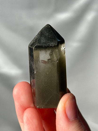 Dark Green Chlorite Garden Quartz Tower | Natural Inclusion Quartz Crystal Point | Polished Standing Mineral Specimen for Collectors