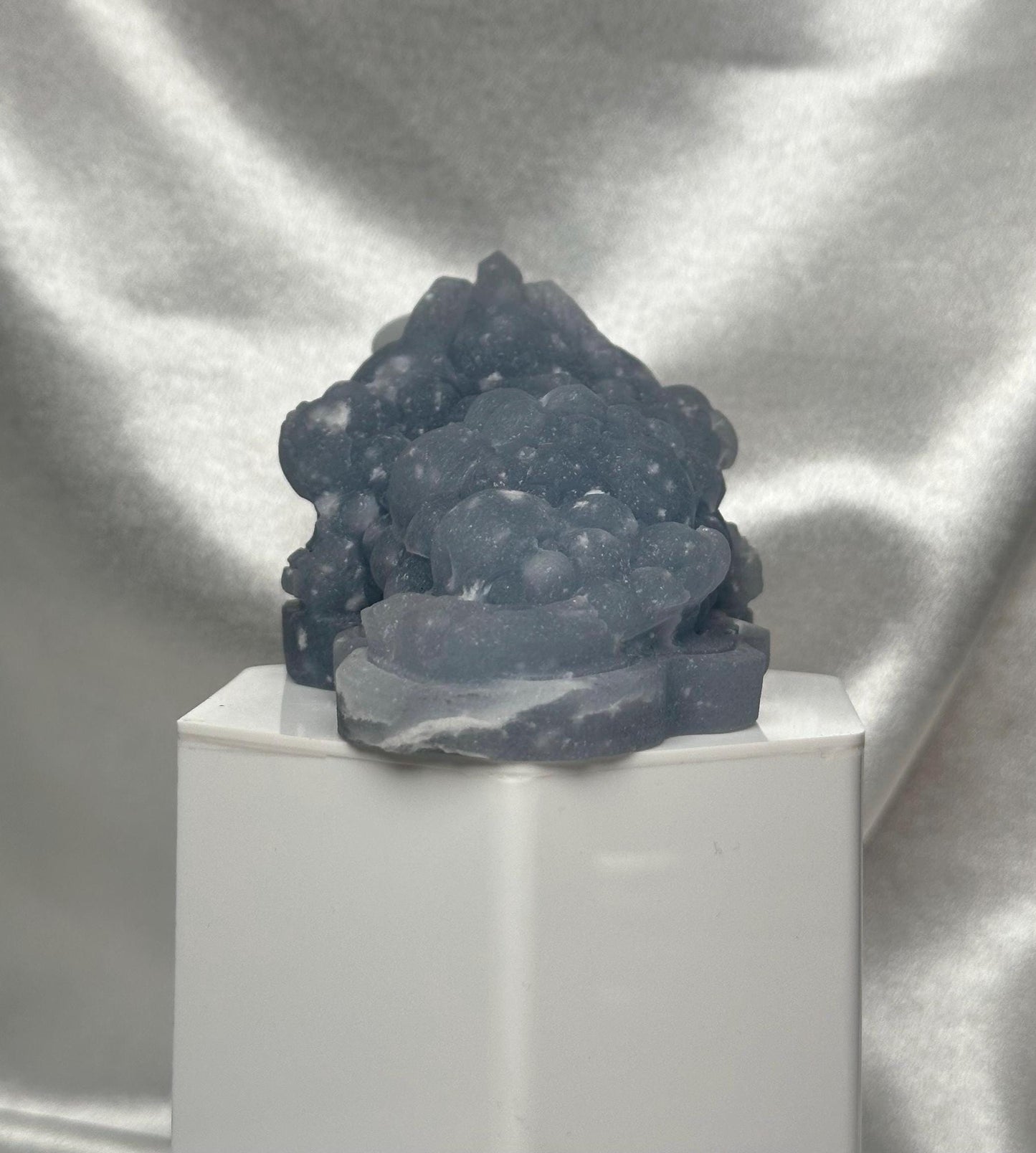 Snowflake Angelite Money Toad Carving w/ Removable Coin | Feng Shui Wealth Frog | Abundance & Prosperity Crystal Figurine