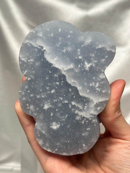 Snowflake Angelite Money Toad Carving w/ Removable Coin | Feng Shui Wealth Frog | Abundance & Prosperity Crystal Figurine