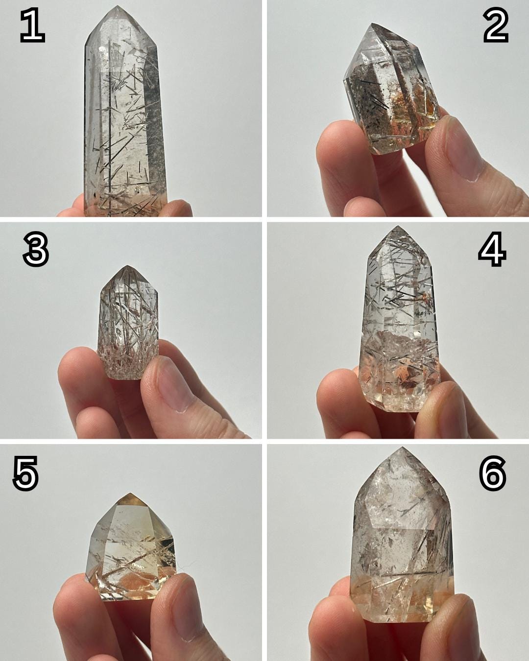 RARE Citrine & Clear Quartz with Rutile – You Pick | Polished Towers | Needle Inclusion Quartz Points | Natural Yellow and Clear Specimens