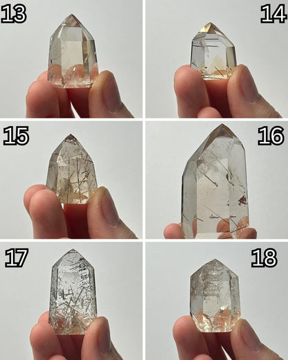RARE Citrine & Clear Quartz with Rutile – You Pick | Polished Towers | Needle Inclusion Quartz Points | Natural Yellow and Clear Specimens